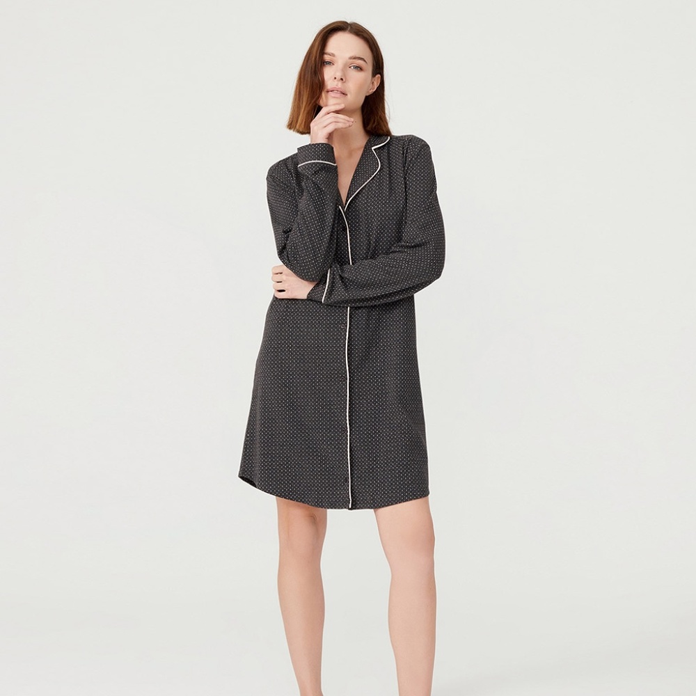 NWT Soft cotton sexy button down nightshirt women/ warm cozy holiday nightgown